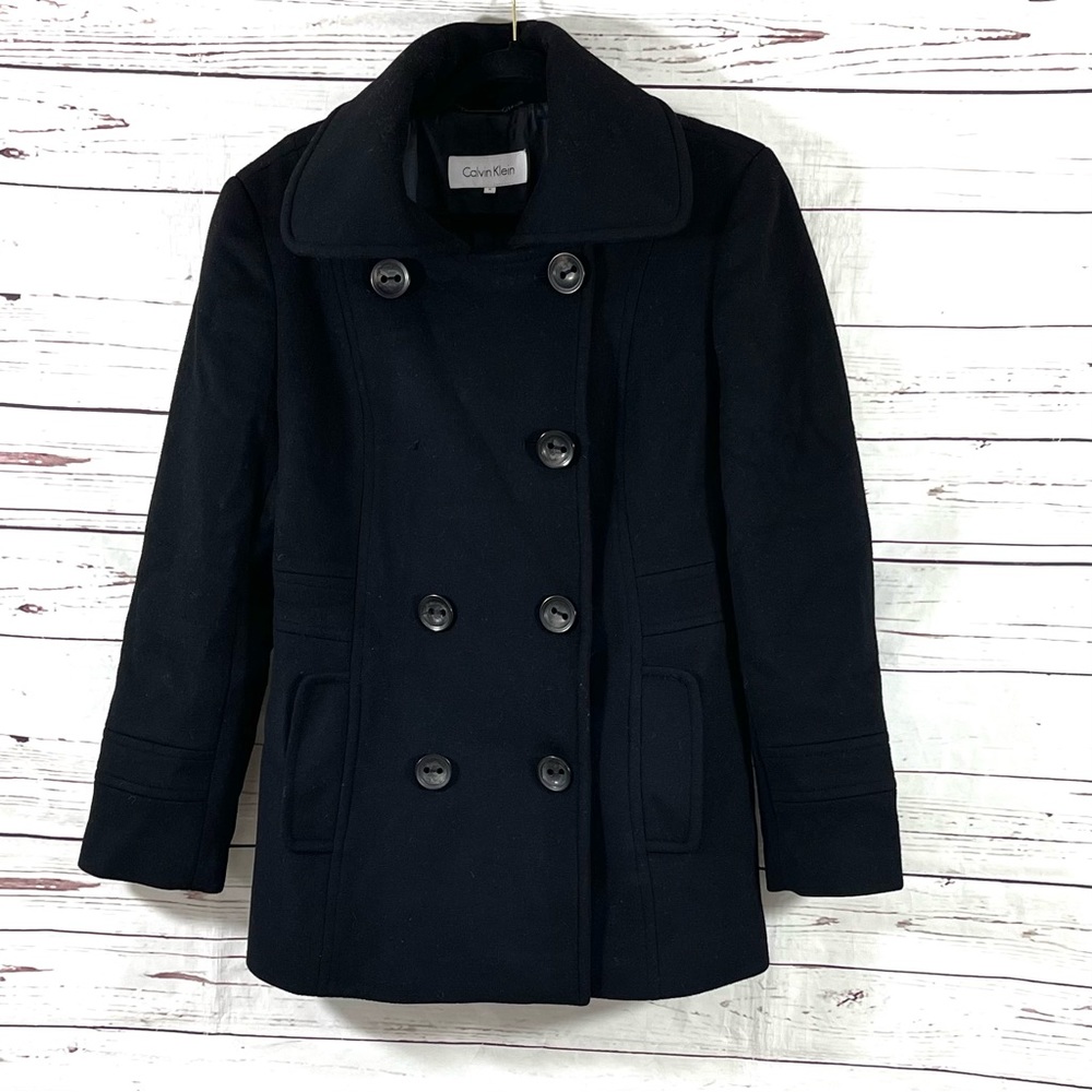 Calvin Klein Women’s Wool Jacket‎ Size 6 Double Breasted  Black